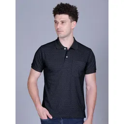 MOUNTAIN COLOURS Men Geometric Self Design Polo Collar T-shirt-picture-24