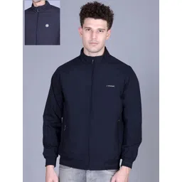 MOUNTAIN COLOURS Men Mock Collar Solid Reversible Bomber Jacket-picture-40
