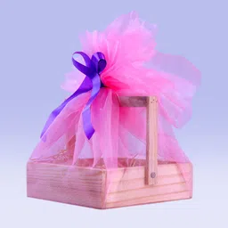 move2wood Wooden Gift Hamper making Basket with Net Cover 8 X 8 INCHES Storage Basket-picture-24