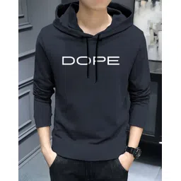 mowa Men Printed Hooded Neck Cotton Blend Navy Blue T-Shirt-picture-21