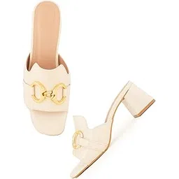 mozafia Cream Women Classic Formal Buckles Heels-picture-49