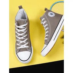 MOZAFIA Men Lightweight Comfort Insole Contrast Sole Canvas Mid-Top Lace-Ups Sneakers-picture-28