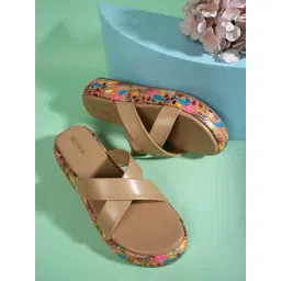 Mozafia Women's Beige Cross Strap Sandals-picture-39