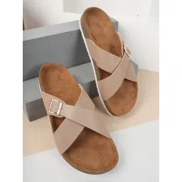 Mozafia Women's Beige Cross Strap Sandals-picture-42