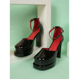 Mozafia Women's Black Ankle Strap Sandals-picture-32