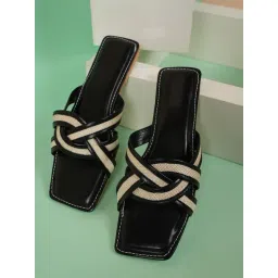 Mozafia Women's Black Cross Strap Sandals-picture-12