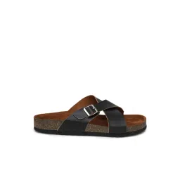 Mozafia Women's Black Cross Strap Sandals-picture-15