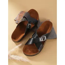 Mozafia Women's Black Cross Strap Sandals-picture-30