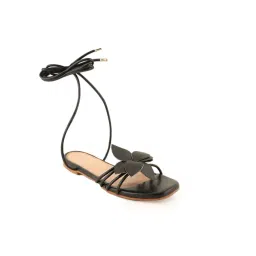 Mozafia Women's Black Gladiator Sandals-picture-30