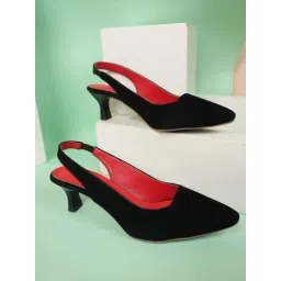 Mozafia Women's Black Sling Back Sandals-picture-39