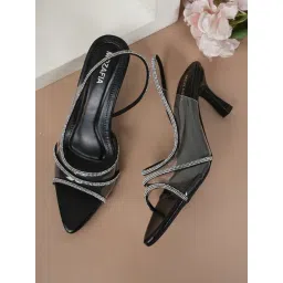 Mozafia Women's Black Sling Back Sandals-picture-33