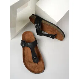 Mozafia Women's Black T-Strap Sandals-picture-15