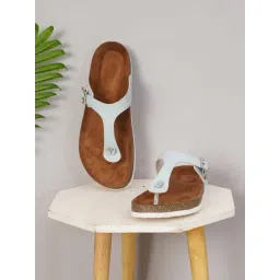 Mozafia Women's Blue T-Strap Sandals-picture-41