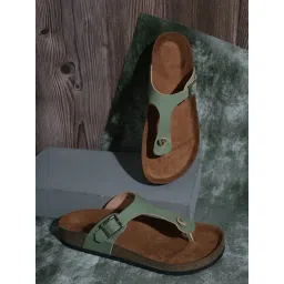 Mozafia Women's Green T-Strap Sandals-picture-20