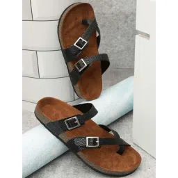 Mozafia Women's Jet Black Toe Ring Sandals-picture-31