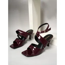 Mozafia Women's Maroon Ankle Strap Stilettos-picture-32