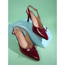 Mozafia Women's Maroon Back Strap Sandals-picture-28