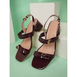 Mozafia Women's Maroon Back Strap Sandals-picture-30