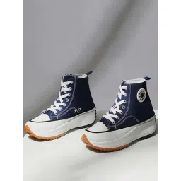 Mozafia Women's Navy Ankle High Sneakers-picture-19