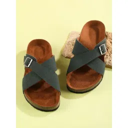 Mozafia Women's Olive Cross Strap Sandals-picture-33