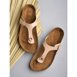 Mozafia Women's Pink T-Strap Sandals-picture-19