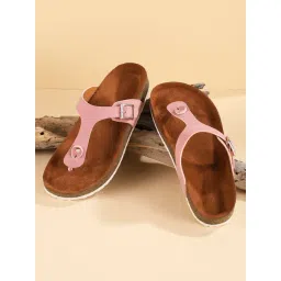 Mozafia Women's Pink T-Strap Sandals-picture-17