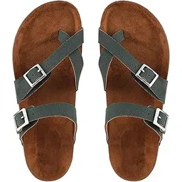 mozafia Women's PU Stylish Flat Sandals | Comfortable Open-Toe Solid Casual Wear Slip-On Sandals for Daily & Outdoor Use-picture-12