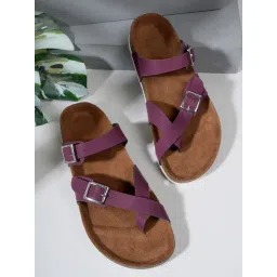 Mozafia Women's Purple Cross Strap Sandals-picture-47