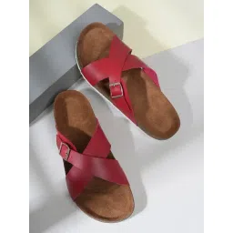 Mozafia Women's Red Cross Strap Sandals-picture-14