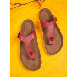 Mozafia Women's Red T-Strap Sandals image 1