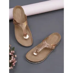 Mozafia Women's Rose Gold T-Strap Sandals-picture-23