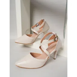 Mozafia Women's White Ankle Strap Stilettos-picture-36