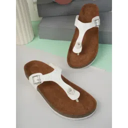 Mozafia Women's White T-Strap Sandals-picture-36