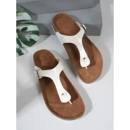 Mozafia Women's White T-Strap Sandals-picture-34