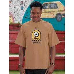 MOZIGO Men Typography Printed Round Neck Cotton Oversized T-shirt-picture-41