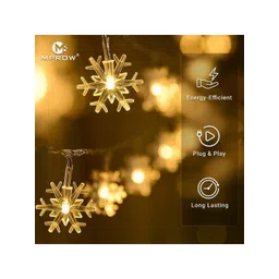 MPROW Yellow Waterproof Snow Flake-Shaped LED String Lights image 2