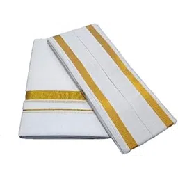mps cotton cool MPS Men's Cool Gold Jari Border 2 m Cotton Dhoti with 2 m Towel Set (White, Free Size)-picture-10