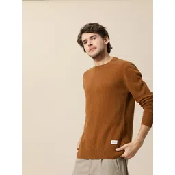 Mr Bowerbird Men Brown Solid Round-Neck Pullover Sweater-picture-30