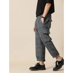Mr Bowerbird Men Checked Tweed Pleated Cargos Trousers-picture-41