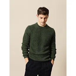 Mr Bowerbird Men Olive Green Solid Pullover Sweater-picture-37