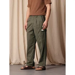 Mr Bowerbird Men Pure Cotton Oversized Fit Pleated Cargos Trousers-picture-12