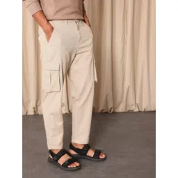 Mr Bowerbird Men Tapered Fit Pure Cotton Cargos Trousers-picture-28