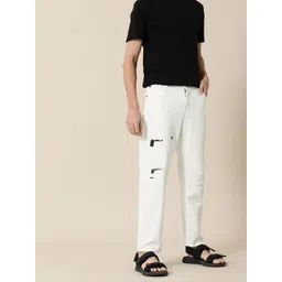 Mr Bowerbird Men White Tapered Fit Low Distress Mid-Rise Stretchable Jeans-picture-18