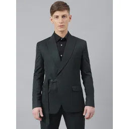 MR BUTTON Men Green Solid Single-Breasted Casual Blazer-picture-18