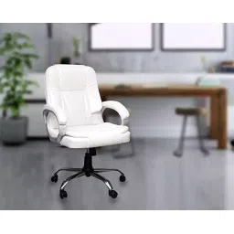 MRC Executive Chairs M164 Leatherette Medium Back Revolving Office Chair - White-picture-12