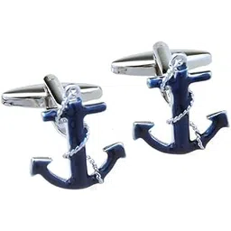 mrcuff Anchor Navy Blue Rope Nautical Pair of Cufflinks Presentation Gift Box & Polishing Cloth-picture-8