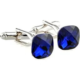 mrcuff Blue Square Crystal Cufflinks Pair in a Presentation Gift Box & Polishing Cloth-picture-22