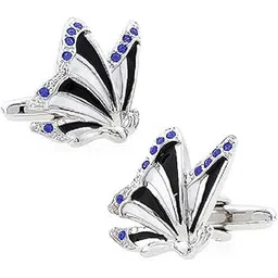 mrcuff Butterfly Crystals Blue Accents Pair Cufflinks in a Presentation Gift Box & Polishing Cloth-picture-10