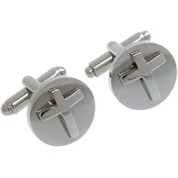 mrcuff Cross Round Raised Pair Cufflinks in a Presentation Gift Box & Polishing Cloth, microfiber, crystal-picture-15