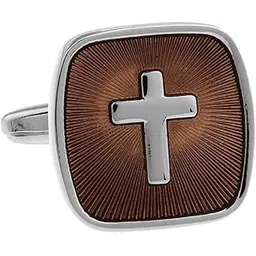 mrcuff Cross Square Brown Cufflinks with a Presentation Gift Box-picture-39